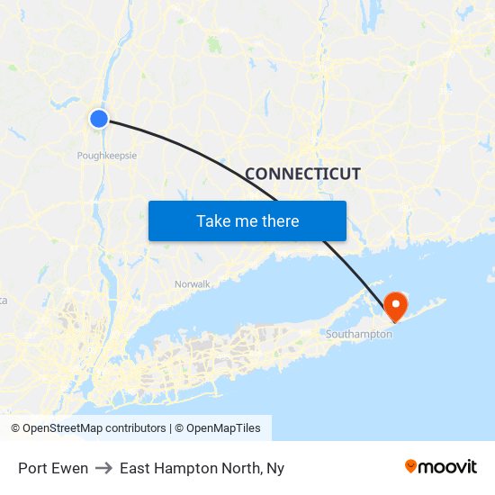 Port Ewen to East Hampton North, Ny map