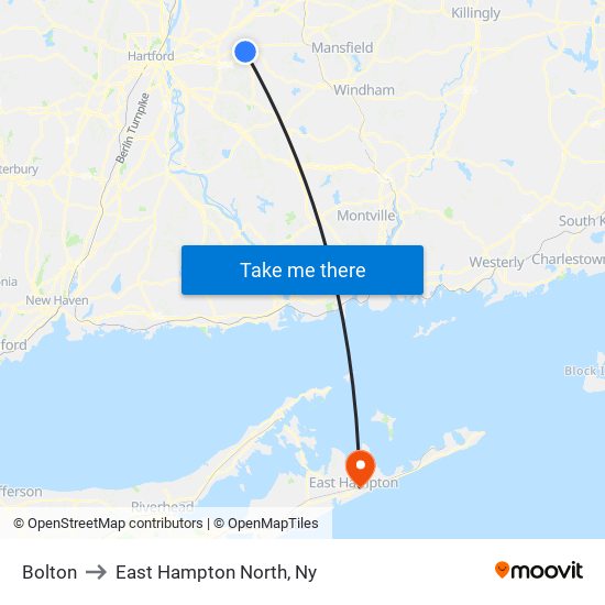 Bolton to East Hampton North, Ny map