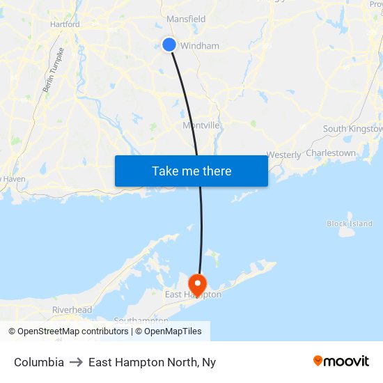 Columbia to East Hampton North, Ny map