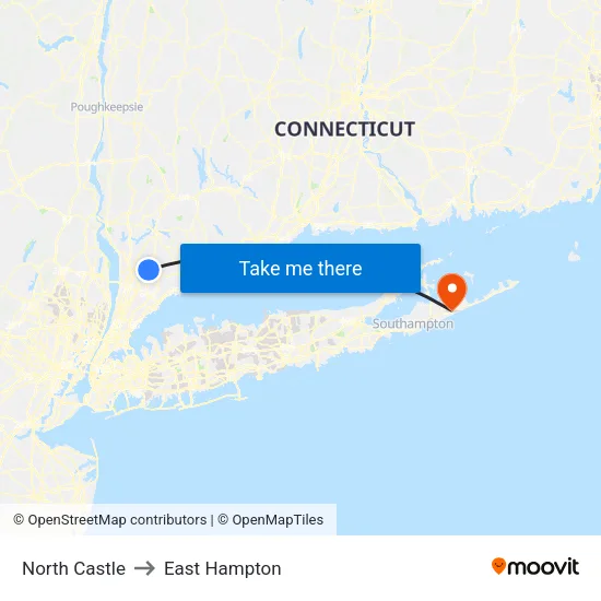 North Castle to East Hampton map