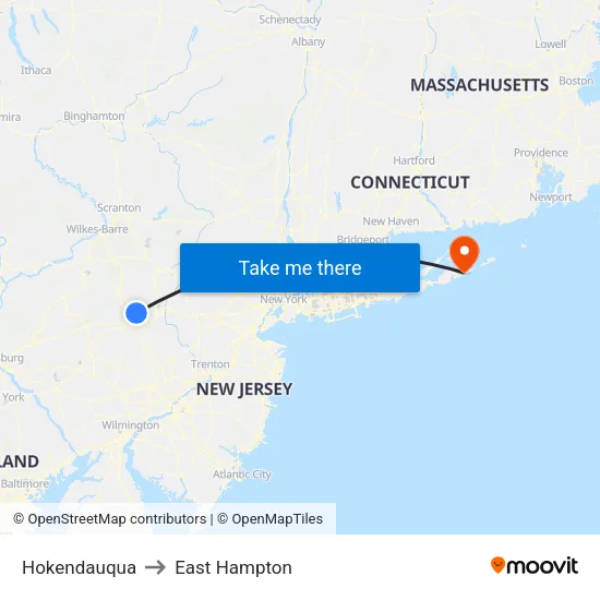 Hokendauqua to East Hampton map