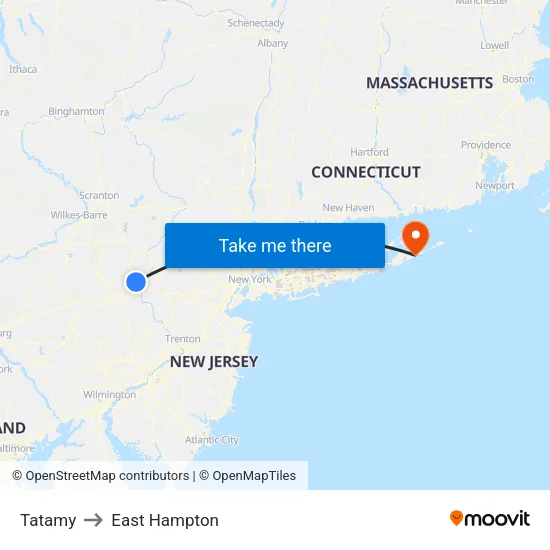 Tatamy to East Hampton map