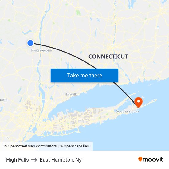 High Falls to East Hampton, Ny map