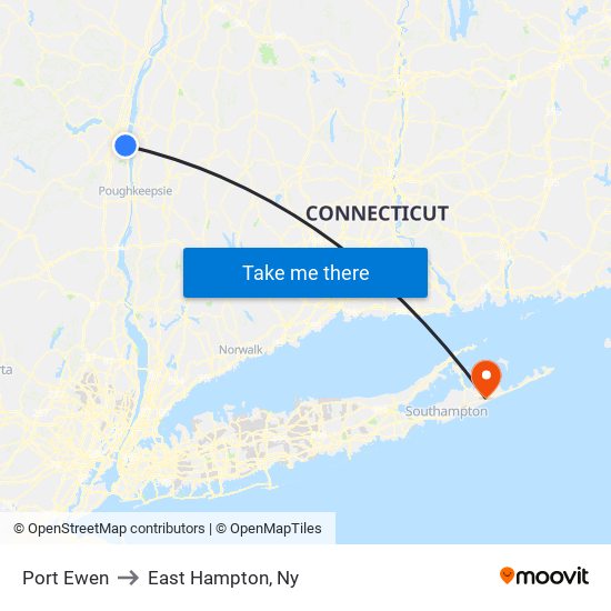 Port Ewen to East Hampton, Ny map