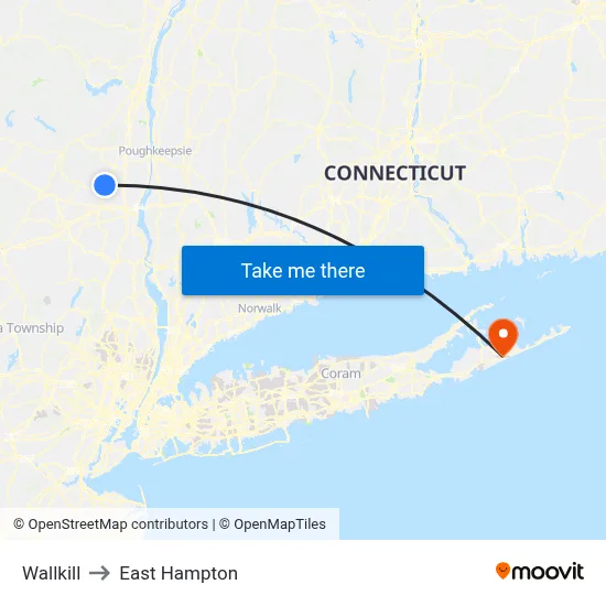 Wallkill to East Hampton map