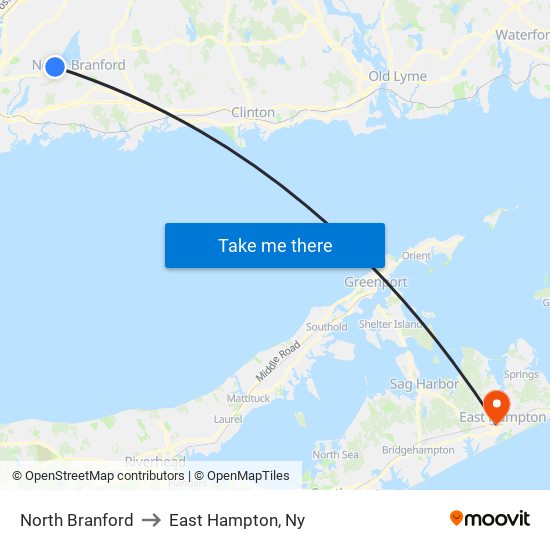 North Branford to East Hampton, Ny map