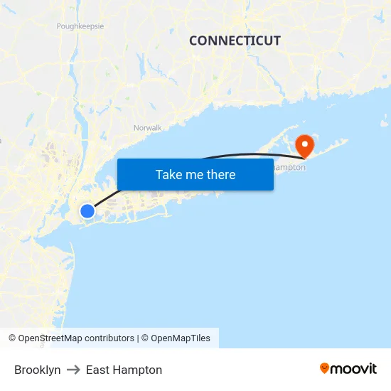 Brooklyn to East Hampton map