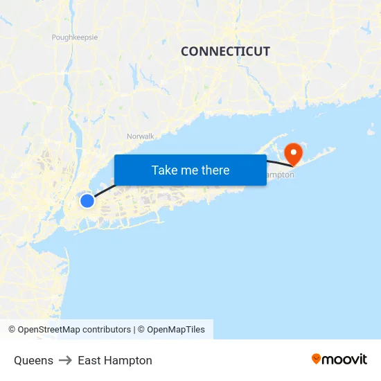 Queens to East Hampton map