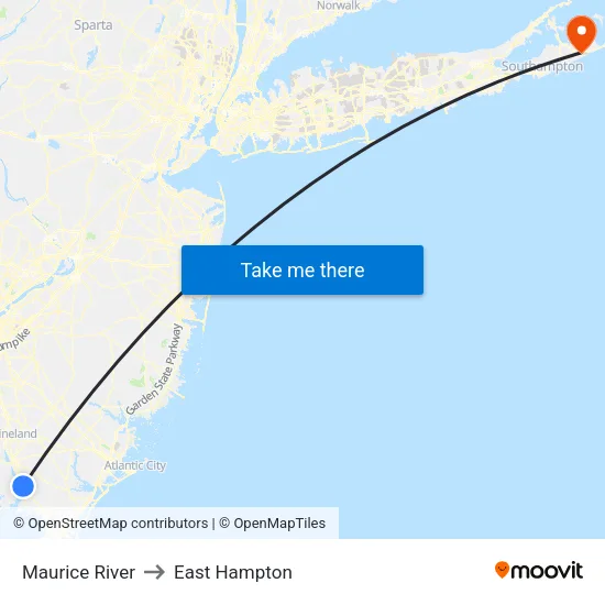 Maurice River to East Hampton map