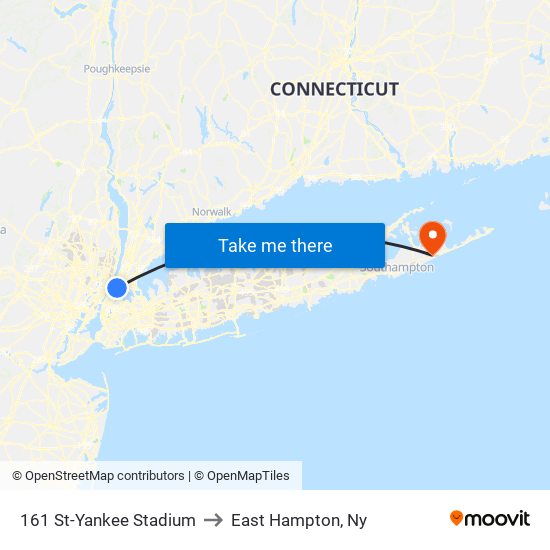 161 St-Yankee Stadium to East Hampton, Ny map