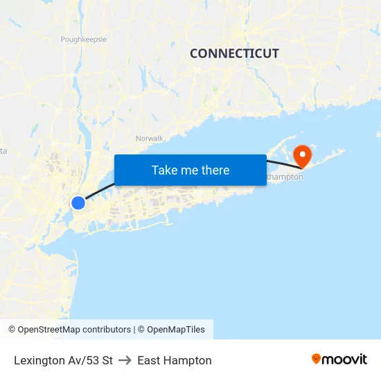 Lexington Av/53 St to East Hampton map