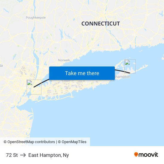 72 St to East Hampton, Ny map