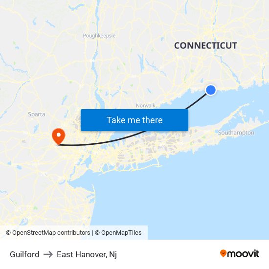 Guilford to East Hanover, Nj map