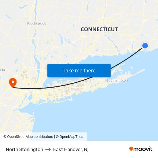 North Stonington to East Hanover, Nj map