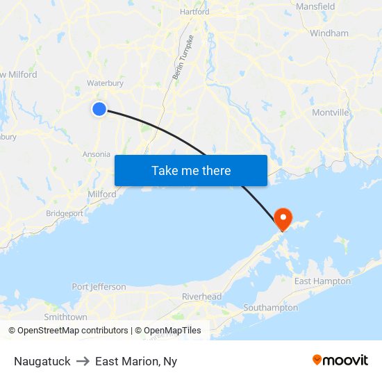 Naugatuck to East Marion, Ny map