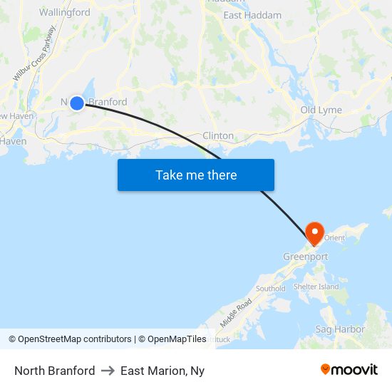 North Branford to East Marion, Ny map
