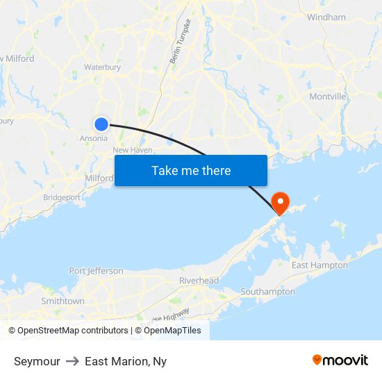 Seymour to East Marion, Ny map