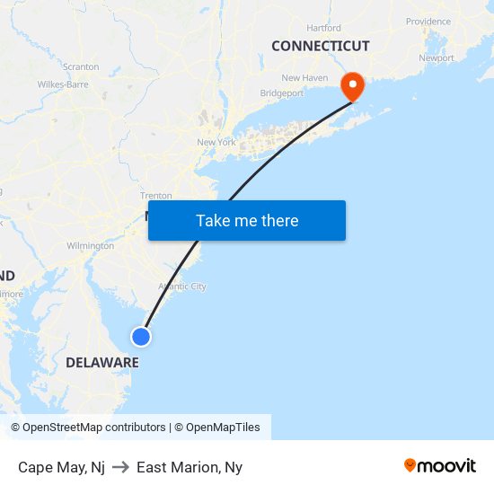 Cape May, Nj to East Marion, Ny map