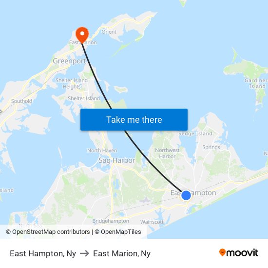 East Hampton, Ny to East Marion, Ny map