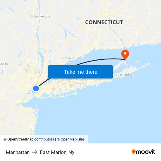 Manhattan to East Marion, Ny map