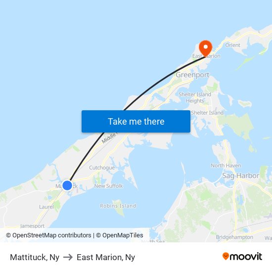 Mattituck, Ny to East Marion, Ny map