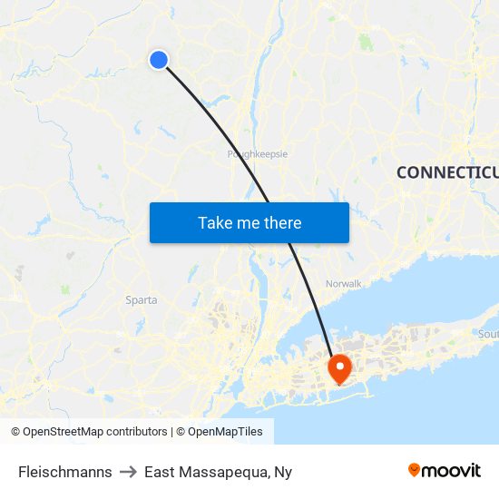 Fleischmanns to East Massapequa, Ny map