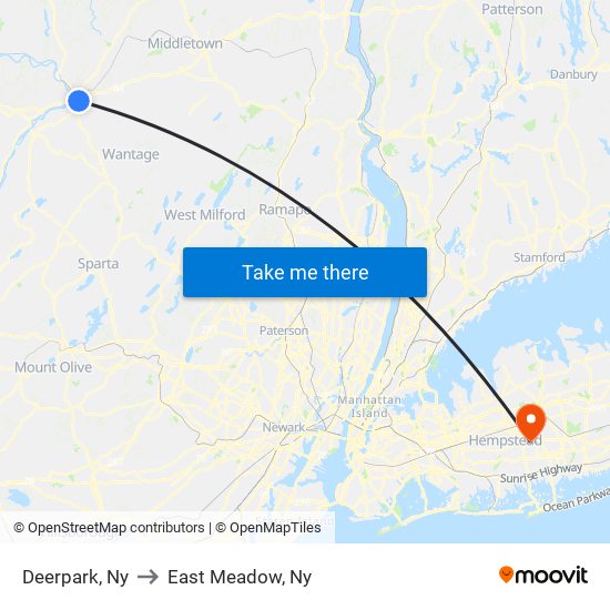 Deerpark, Ny to East Meadow, Ny map