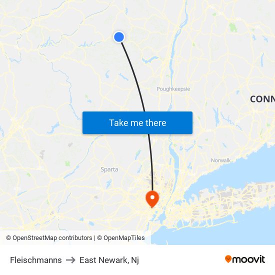 Fleischmanns to East Newark, Nj map