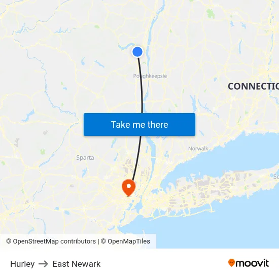 Hurley to East Newark map