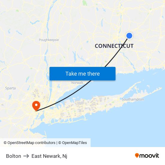 Bolton to East Newark, Nj map