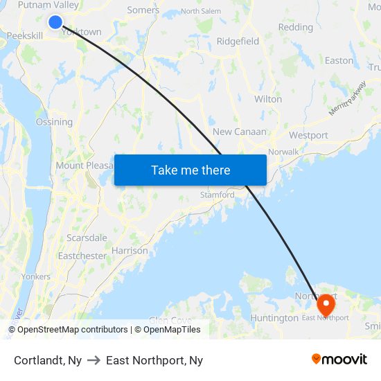 Cortlandt, Ny to East Northport, Ny map