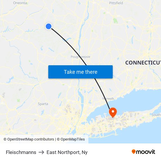 Fleischmanns to East Northport, Ny map