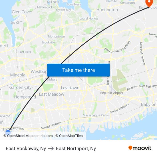 East Rockaway, Ny to East Northport, Ny map