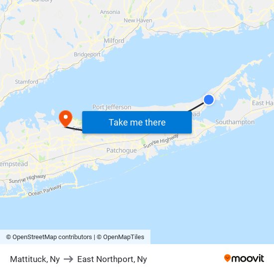 Mattituck, Ny to East Northport, Ny map