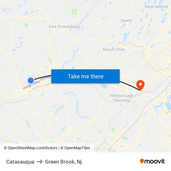 Catasauqua to Green Brook, Nj map