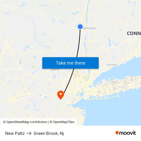 New Paltz to Green Brook, Nj map