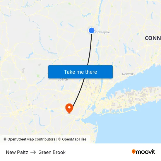 New Paltz to Green Brook map