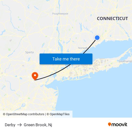 Derby to Green Brook, Nj map