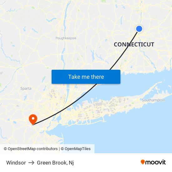 Windsor to Green Brook, Nj map