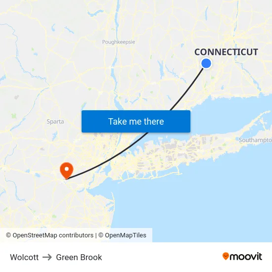 Wolcott to Green Brook map