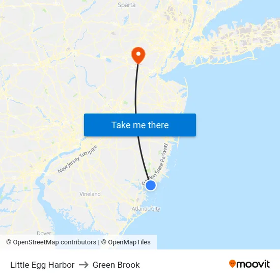 Little Egg Harbor to Green Brook map