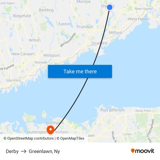 Derby to Greenlawn, Ny map