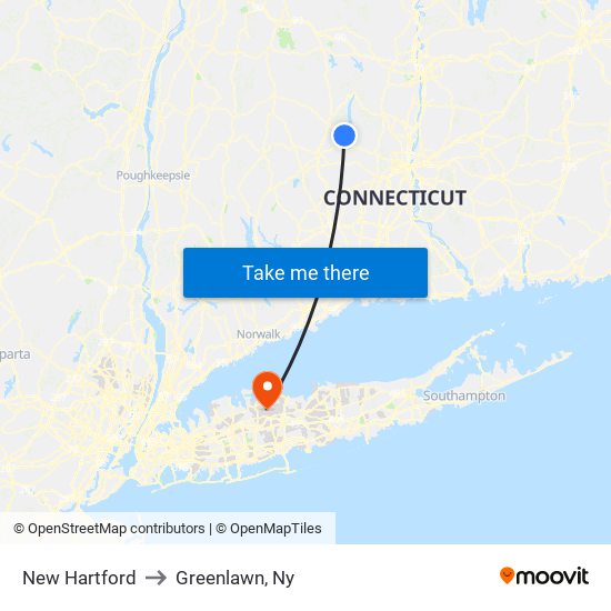 New Hartford to Greenlawn, Ny map