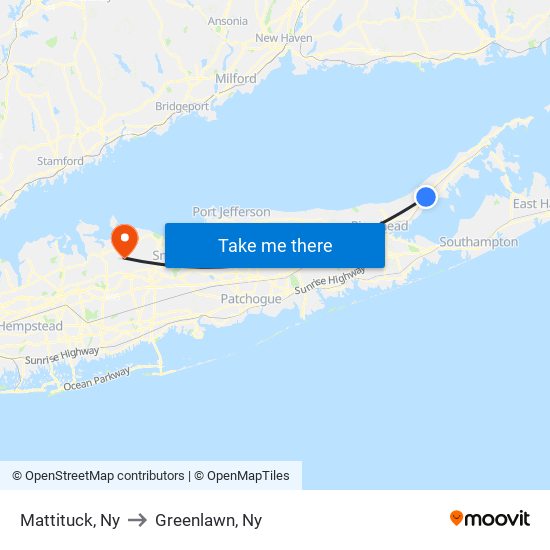 Mattituck, Ny to Greenlawn, Ny map