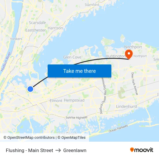 Flushing - Main Street to Greenlawn map