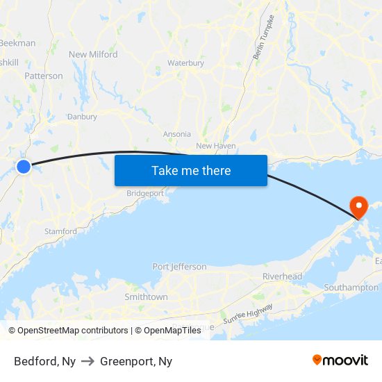 Bedford, Ny to Greenport, Ny map