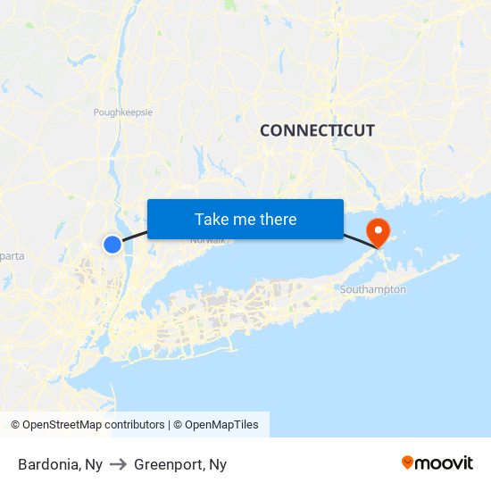 Bardonia, Ny to Greenport, Ny map