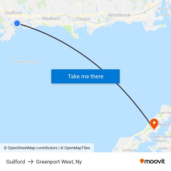 Guilford to Greenport West, Ny map