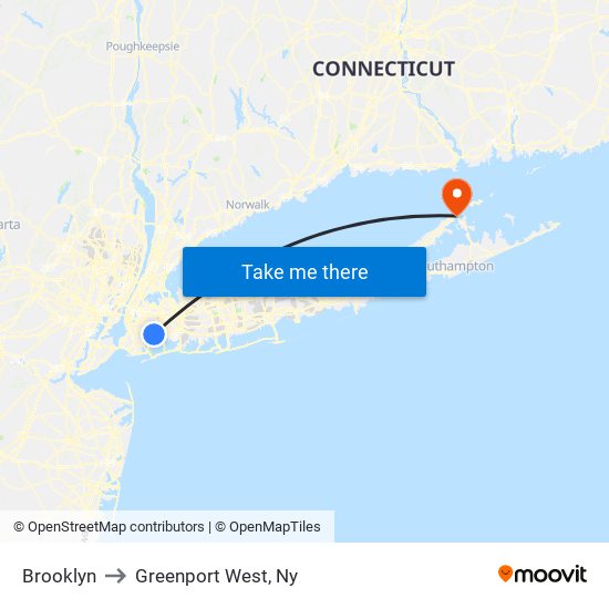 Brooklyn to Greenport West, Ny map