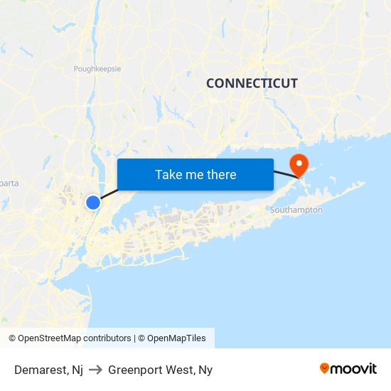 Demarest, Nj to Greenport West, Ny map